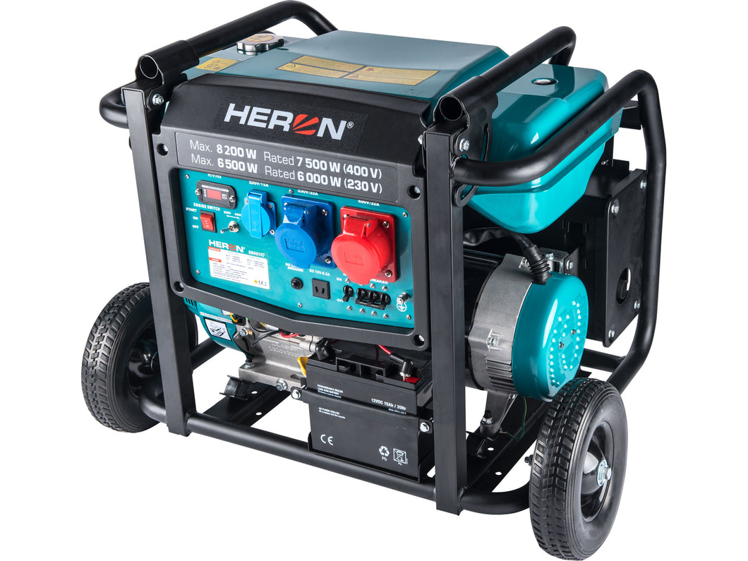 Heron 8.2kW 3 Phase Petrol Generator with Zero Gravity Frame